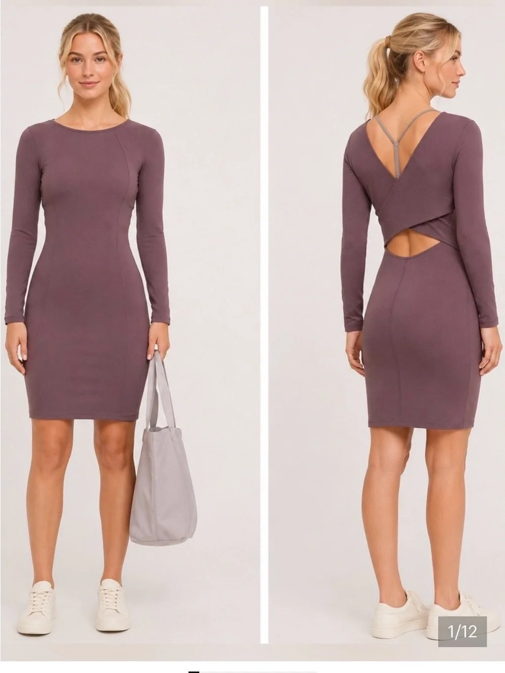 lululemon athletica Long-Sleeve Cross-Back Dress in Mauve